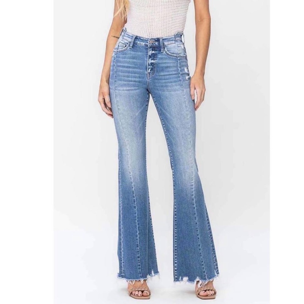 Flying Monkey Flare Jeans Womens 29 Blue High Rise Exposed Button Fly BY4583R